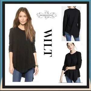Anthropologie
Wilt Black Slub Raw Uneven Hem Long Sleeve Top Size S